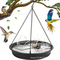 Hanging Bird Bath and Feeder for Outdoor Gardens - Double-Layer Fruit Plate Design
