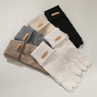 Women's Knitted Cashmere Touchscreen Gloves with Wrist Protection for Winter