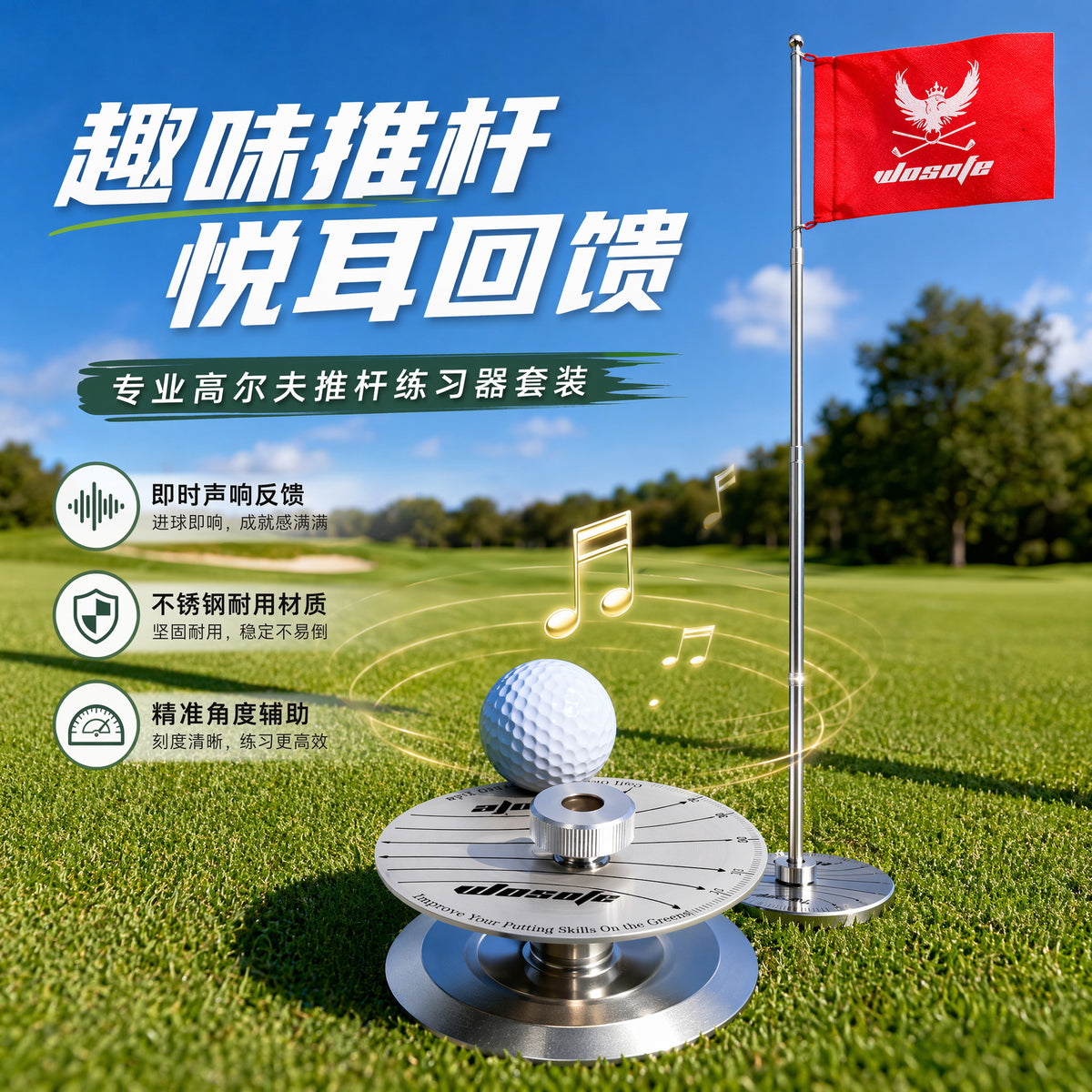 Portable Golf Putting Green Hole with Flag, Retractable Indoor/Outdoor Training Aid