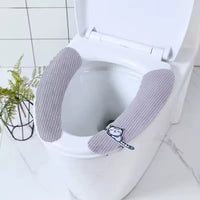 Waterproof Adhesive Toilet Seat Cushion Pad, Universal Four Seasons Plush Toilet Seat Cover with Handle