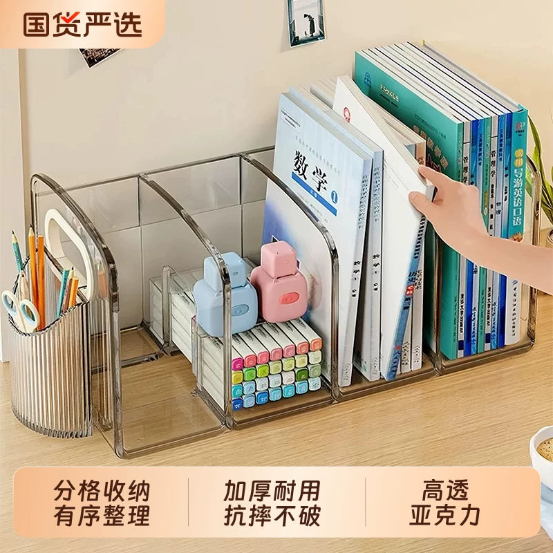 2-Pack Clear Acrylic Expandable Bookends for Desk Organization