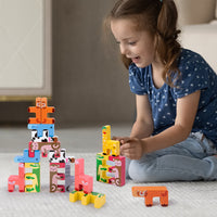 Kids Creative Animal Stacking Blocks Wooden Educational Balance Toy