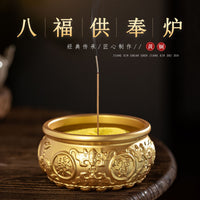 Brass Eight Blessings Incense Burner for Home Altar and Worship