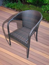 Outdoor Wicker Rattan Armchair for Patio Balcony Garden, Heavy-Duty Steel Frame