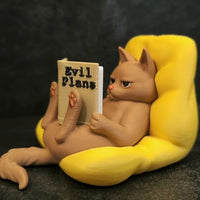 3D Printed Creative Reading Cat Figurine Ornament - Multi-color Cute Cat Model