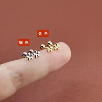 Stainless Steel Rose Flower Stud Earrings for Women, Short Bar Screw Back, Hypoallergenic