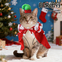 Pet Christmas Wizard Cloak and Hat Set for Cats and Dogs - Festive Lace Shawl Costume for Photos