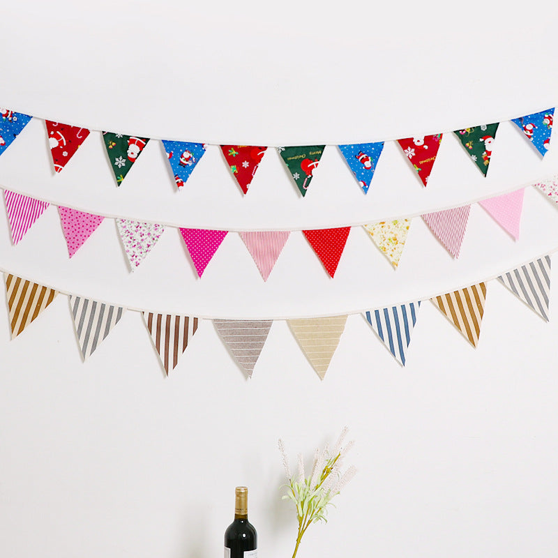 Christmas Birthday Party Decorative Triangle Bunting Banner Garland for Kindergarten Decor