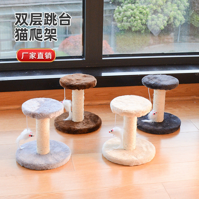 Sisal Cat Scratching Post with Double-Layer Platform - Small Cat Tree Toy