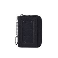 Fashion Lychee Pattern Mini Coin Purse with Accordion Card Holder and Double Zipper