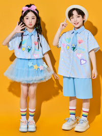 Kids' Cheerleader Performance Uniform Set for School Sports Events and Dance