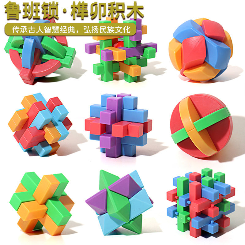 Luban Lock Brain Teaser Puzzle Set for Kids and Adults, Traditional Chinese Interlocking Toy