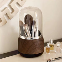 Rotating Makeup Brush Holder with Lid - Dustproof, Large Capacity, Portable Desktop Organizer for Brushes and Pencils