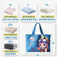 Cartoon Oxford Cloth Storage Bag for Quilts and Bedding, Zippered Moving and Packing Organizer, Waterproof and Moisture-proof