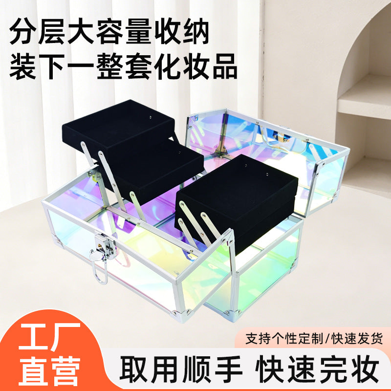 Portable Acrylic Makeup Organizer Box for Nail Art, Beauty, Hairdressing, and Tattoo Tools