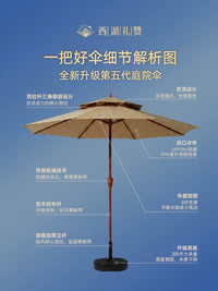 Outdoor Patio Umbrella with Base, Waterproof Sunshade for Garden, Pool, Balcony, Commercial Use