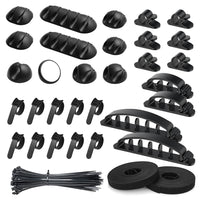 Cable Management Organizer Kit with Zippered Sleeves and Ties for Desk and Headphone Wires