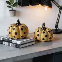 Polka Dot Ceramic Pumpkin Figurine for Halloween & Autumn Decor