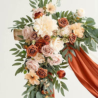 Wedding Arch Floral Arrangement Set with Artificial Flowers and Oxford Cloth Decor