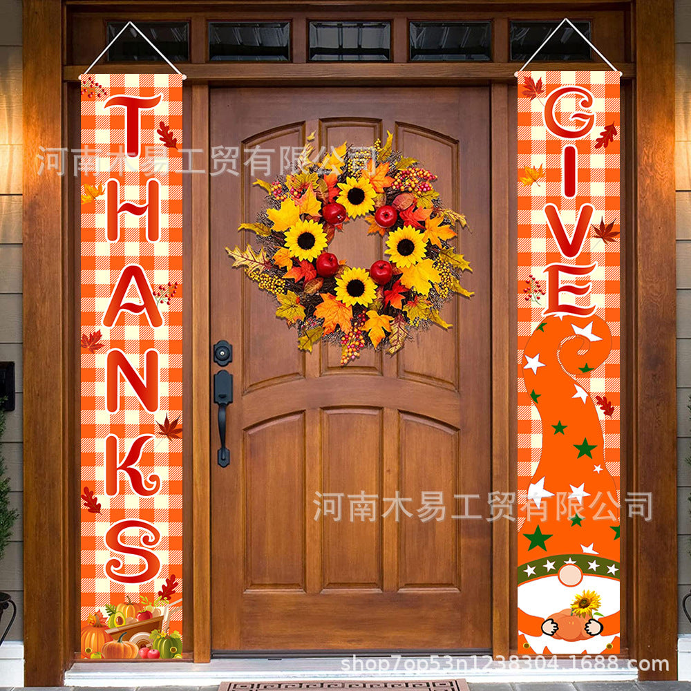 Thanksgiving Theme Door Banner Set for Autumn Harvest Party Decoration