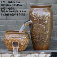Ceramic Hydroponic Planter with Filter for Fish and Plants, Gourd-Shaped Terracotta Pot