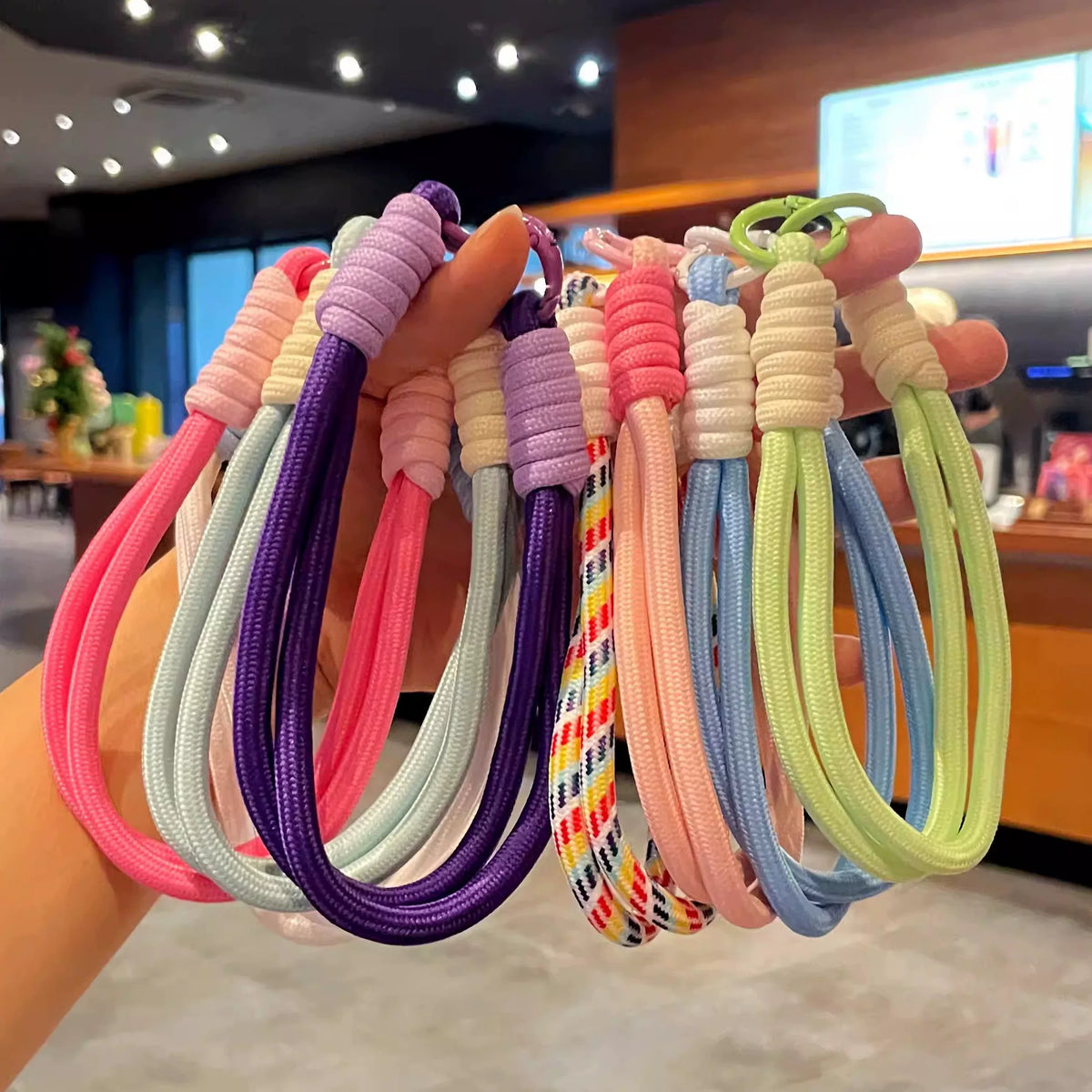 Braided Wrist Lanyard Keychain for Bags and Phones