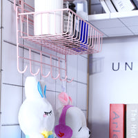 Dormitory Wall-Mounted Storage Shelf with Hooks - No-Drill Bedside Organizer for Students