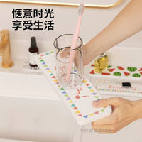 Diatomaceous Earth Absorbent Mat for Toothbrush Holder and Soap Dish, Quick Dry Bathroom Counter Organizer