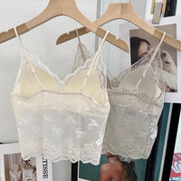Women's Thin Strap Lace Bralette with Built-in Padded Back