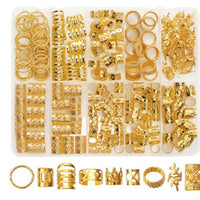 220-260pcs Hair Braid Rings Set Hair Extension Accessories Dreadlock Cuffs Clips