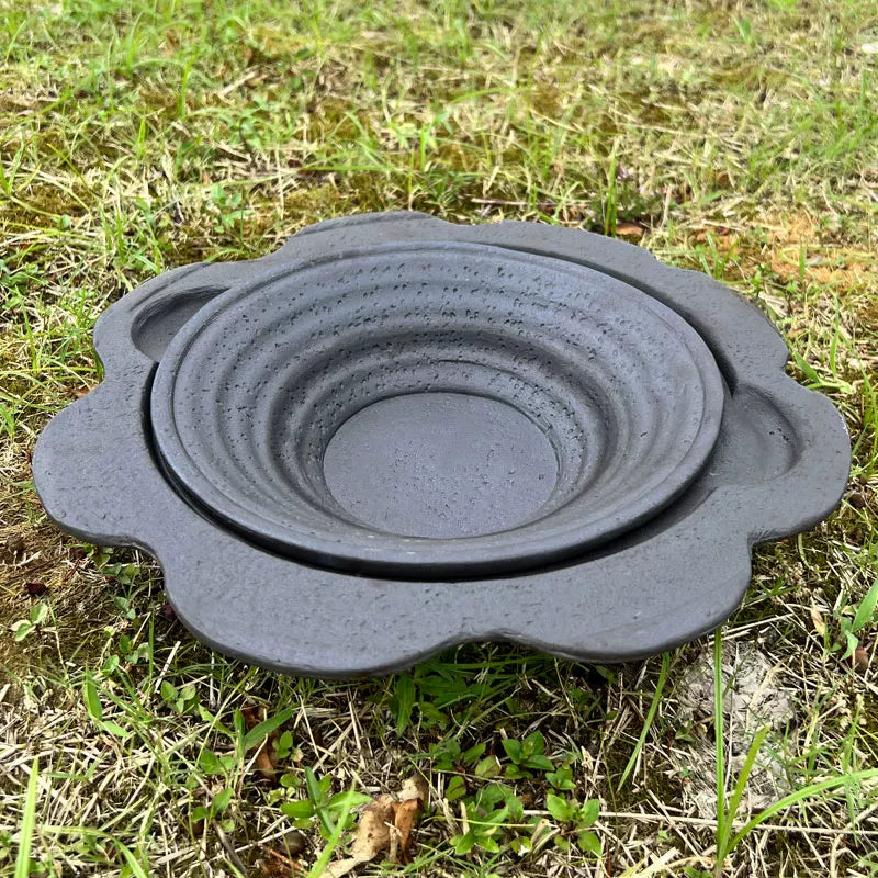 Terracotta Turtle Water Basin with Optional Plastic Base for Reptile Pets