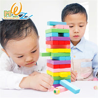 Wooden Stacking Blocks Jenga Game for Kids, Colorful Educational Balance Toy