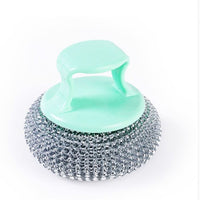 Detachable Non-Stick Pan Scrubber with Steel Wire Ball for Kitchen Cleaning