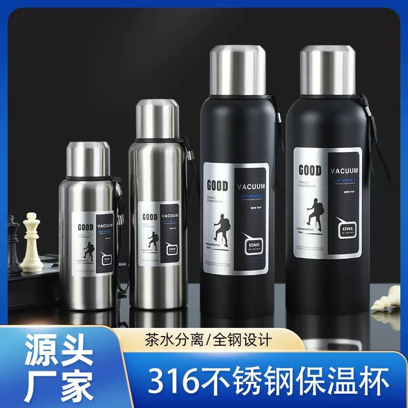 316 Stainless Steel Insulated Water Bottle with Handle for Outdoor Travel and Sports