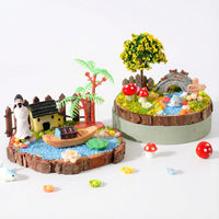 DIY Miniature Landscape Kit Tree Stump Cabin Ornament for Kids