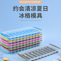 Creative Silicone Ice Cube Tray with PP Soft Bottom for Home Use - Long Strip, Round, and Square Ice Mold