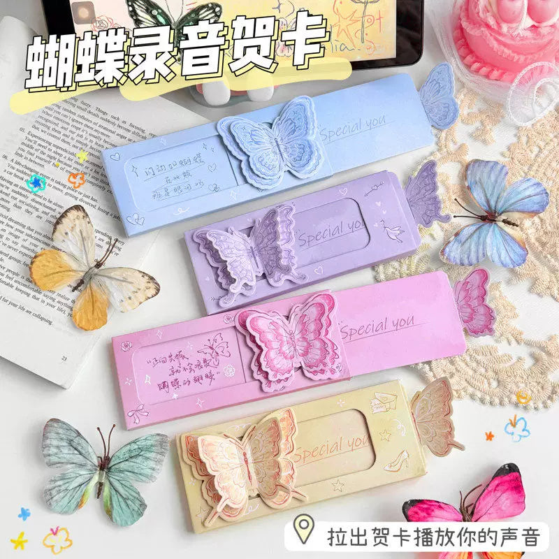 DIY Creative 3D Butterfly Pull-Out Recording Greeting Card for Friends