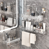 Luxury Wall-Mounted Bathroom Shelf with Towel Bar for Cosmetics and Toiletries, No-Drill Installation