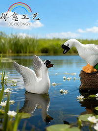 Miniature Moss Landscape Cartoon Grey Goose Resin Ornament for DIY Desktop Car Decor