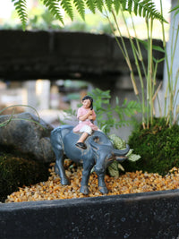 Miniature Resin Buffalo Figurine for Micro Landscape and Garden Decor