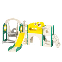 Kids Indoor Outdoor Slide and Swing Set with Climbing Ladder and Music Player