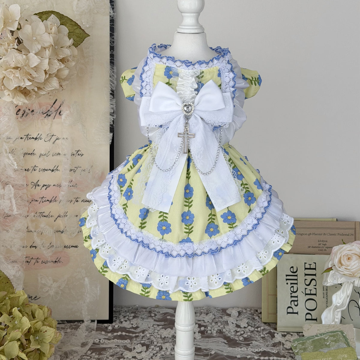 Handmade Pet Wedding Dress with Bow for Cats and Dogs