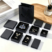 Black Jewelry Packaging Box for Rings, Earrings, Necklaces, Pendants - Simple Solid Color Gift Box