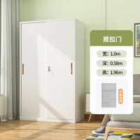 Modern Minimalist Steel Wardrobe with Sliding Doors for Home Bedroom Storage