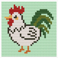 2026 New Framed Cross Stitch Kit for Beginners - Lucky Rooster Design