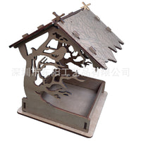 Outdoor Wooden Bird Feeder Hanging Squirrel-Proof Bird House for Garden Yard