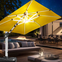 Outdoor Solar LED Patio Umbrella with Aluminum Pole for Garden Balcony