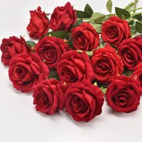 Artificial Velvet Rose Single Stem Fake Flower for Wedding Home Valentine's Day Decor