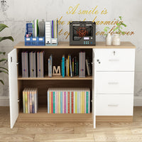 Wooden Office Storage Cabinet with Lock and Drawers