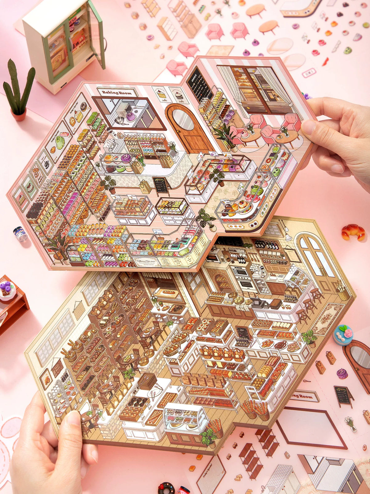 Xinmo Store Management Diorama Stickers Large DIY Miniature 3D Storage House Kids Educational Toy